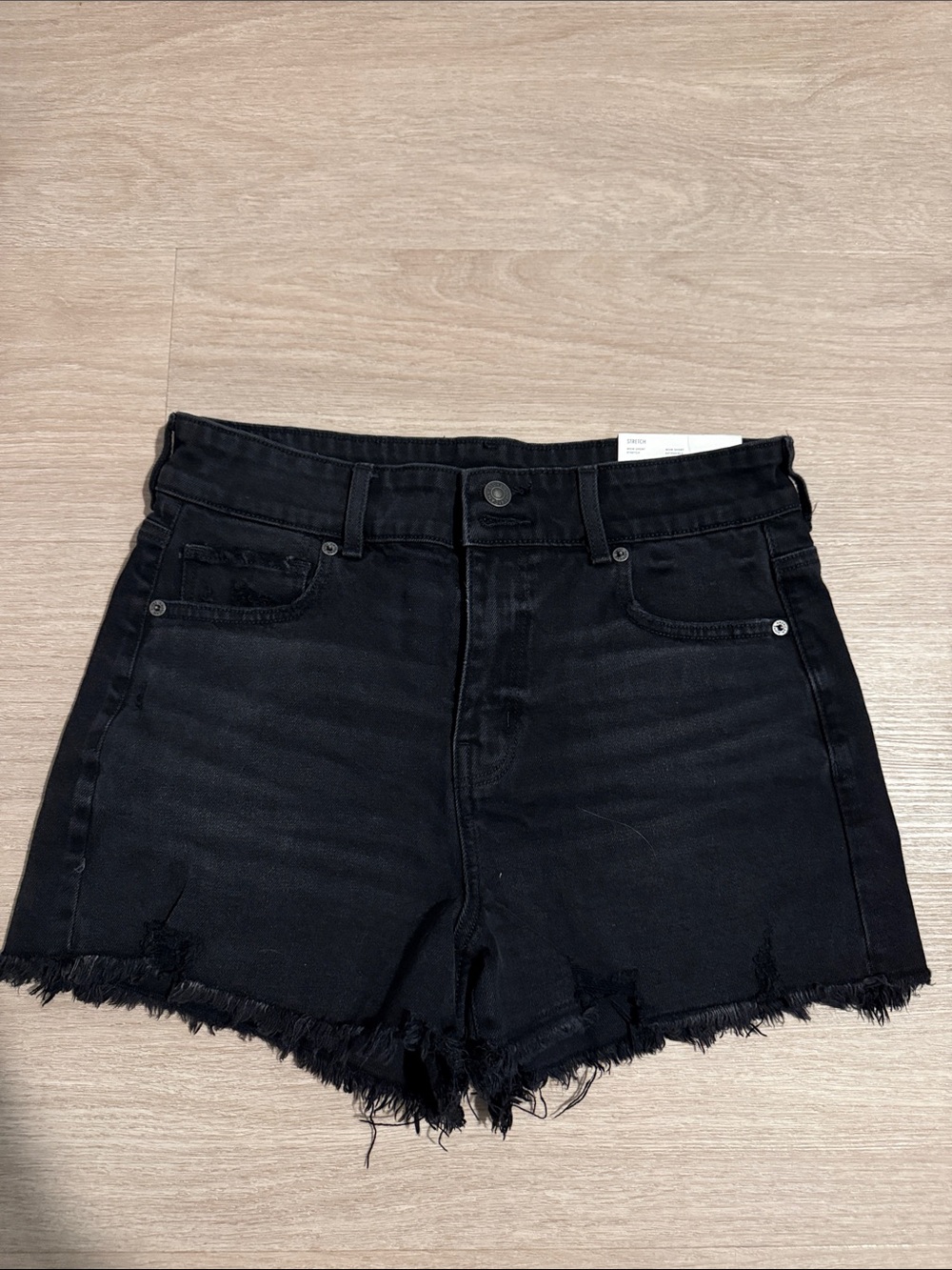 American Eagle Outfitters Black Frayed Hem Jean Shorts
